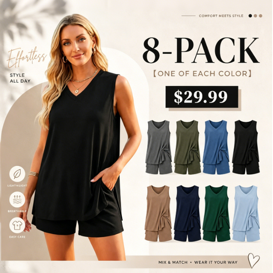 🌞Summer pre-sale 49% ✨Women's V-Neck Sleeveless Top & Shorts Set