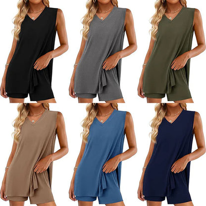 🌞Summer pre-sale 49% ✨Women's V-Neck Sleeveless Top & Shorts Set