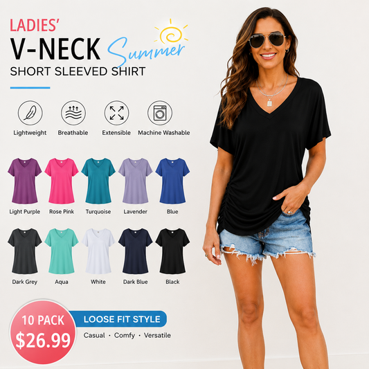 🔥 Women's V-Neck Everyday Tee | Ultra-Soft, Flattering Fit & All-Day Comfort 💖