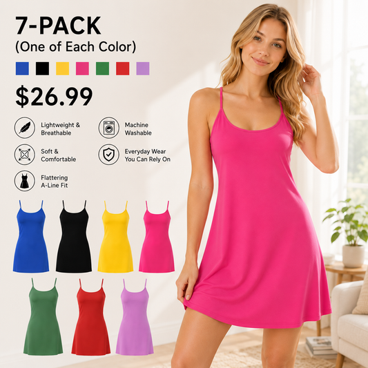 🔥LAST DAY DEAL🔥 7-Pack Colorful Active Dress - No More Outfit Hassle Edition