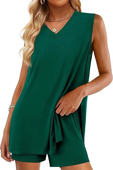 🌞Summer pre-sale 49% ✨Women's V-Neck Sleeveless Top & Shorts Set
