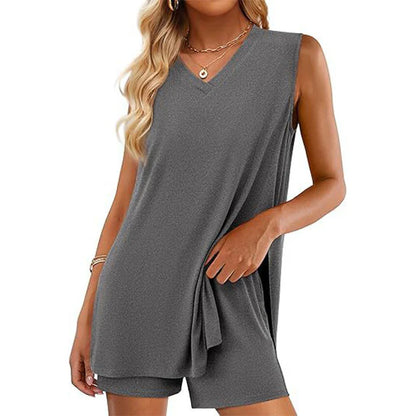 🌞Summer pre-sale 49% ✨Women's V-Neck Sleeveless Top & Shorts Set