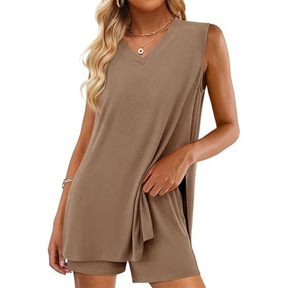 🌞Summer pre-sale 49% ✨Women's V-Neck Sleeveless Top & Shorts Set