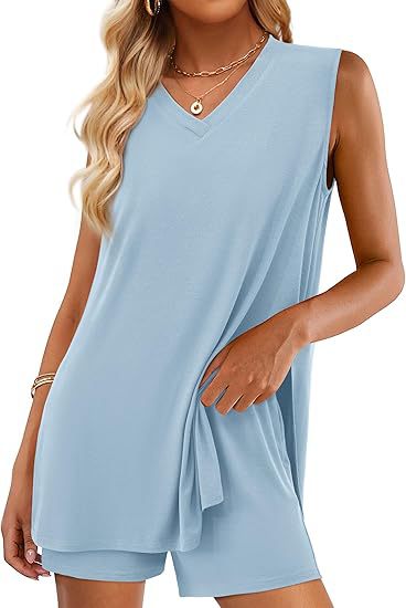 🌞Summer pre-sale 49% ✨Women's V-Neck Sleeveless Top & Shorts Set