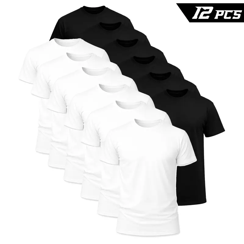 ❤️DEALS FOR YOU❤️12-Pack $24.95 The more you buy,the lower the price. Stock up Men's Black Crew Neck T-Shirt,Short Sleeve